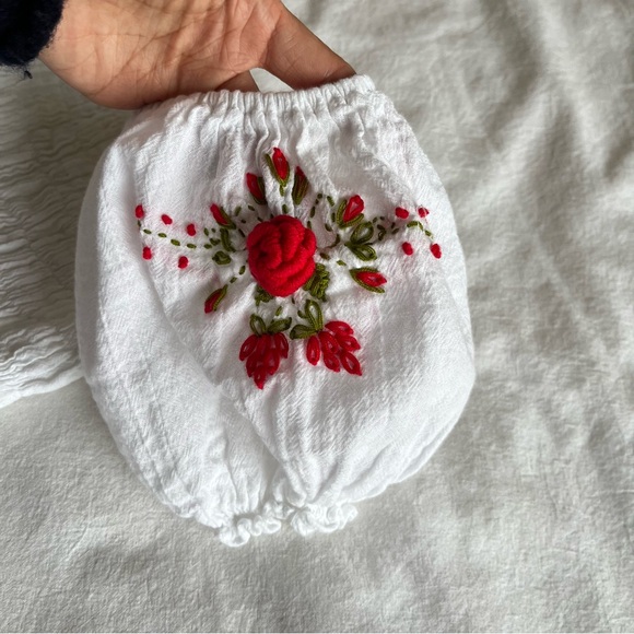 Boho Floral Embroidered Smocked Tiered Midi Dress Mexican Peasant Cottagecore - Picture 8 of 15